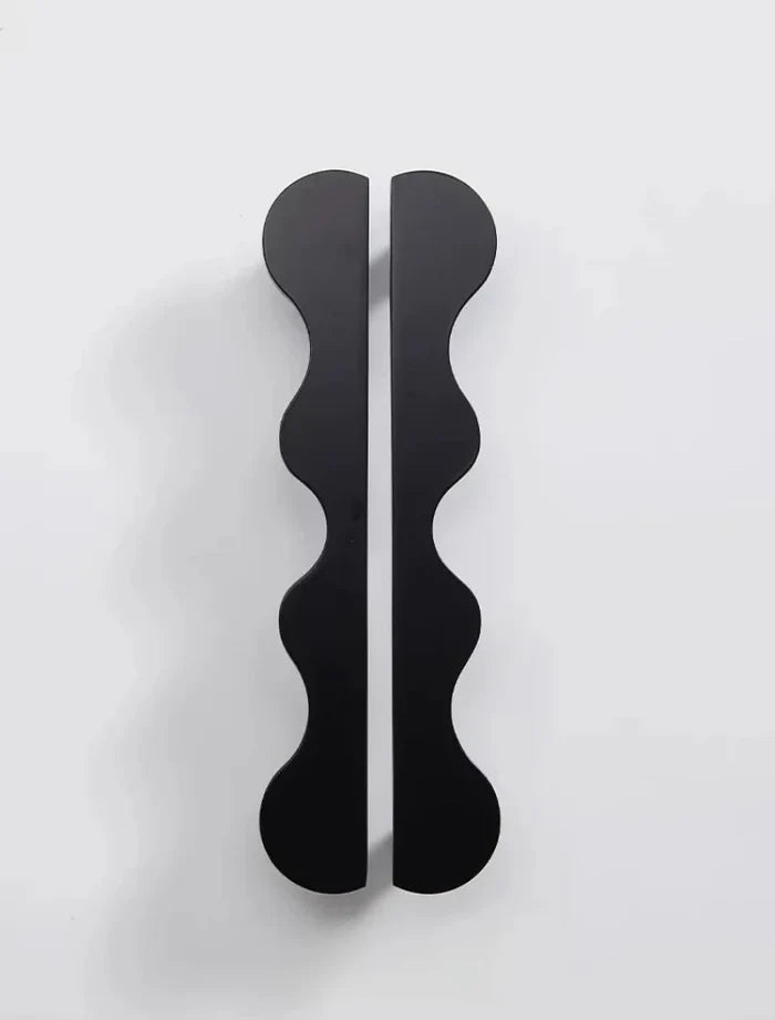 Brass Wave Shape Cabinet Handles Modern Drawer Pulls Gold/Black Furniture Handles for Kitchen Wardrobe Door-Letifly Lights and Decor