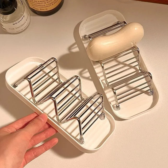 Stainless steel soap rack drainage soap Tray Multifunctional Bathroom Storage Rack bathroom draining box simple soap storage box-Letifly Lights and Decor