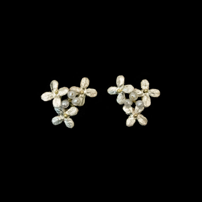White Hydrangea Earrings - Post