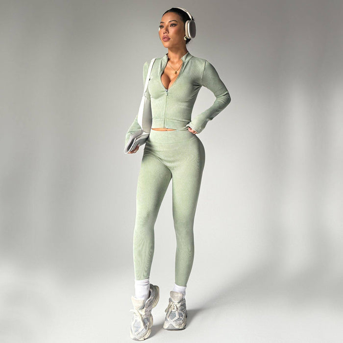 Women's Fitness Yoga Set Long Sleeve Jacket and Leggings