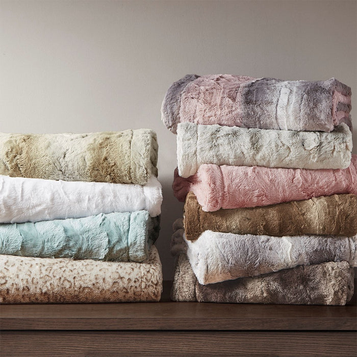 Zuri Oversized Faux Fur Throw Blanket Luxurious Plush Soft Decorative Accent